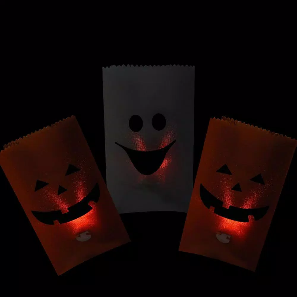 Northlight Halloween Pumpkin and Ghost Flickering Light Luminary Pathway Markers, Set of 3