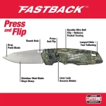 Milwaukee FASTBACK Camo Stainless Steel Folding Knife with 2.95 in. Drop Point Blade thumbnail 2