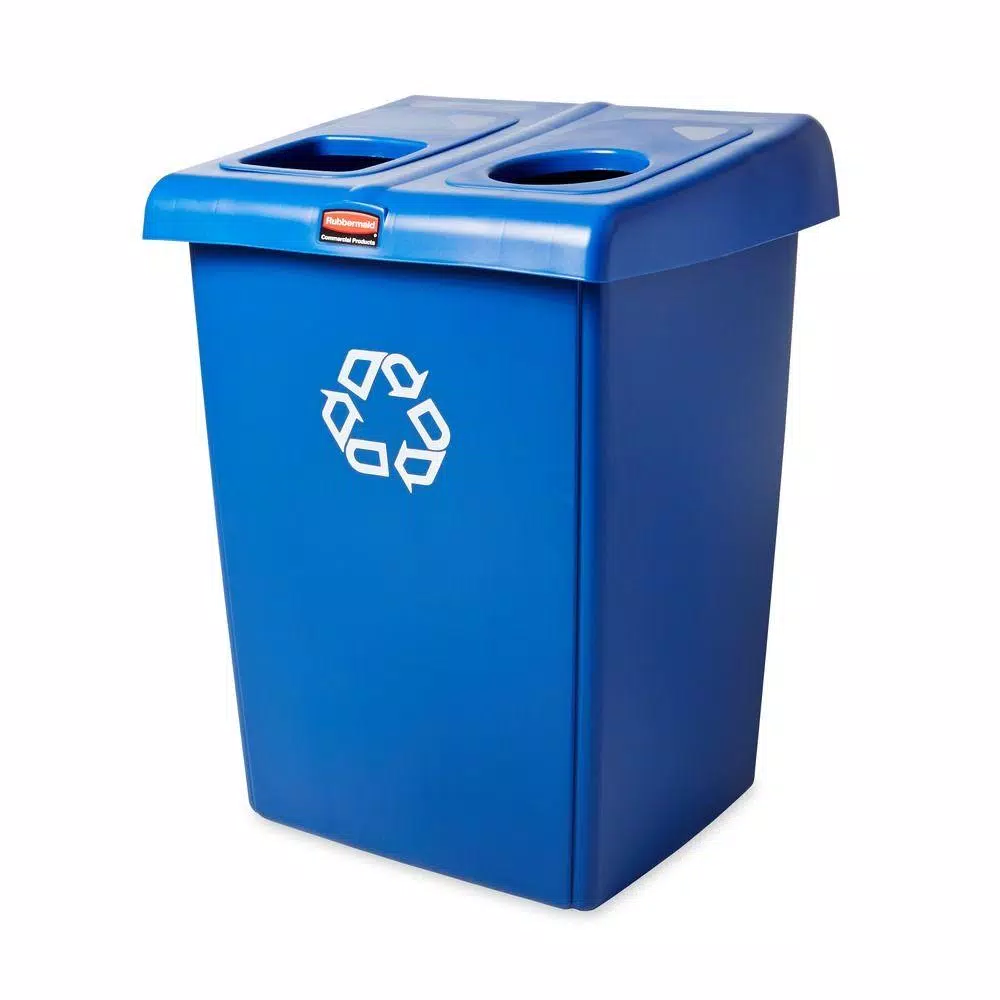 Rubbermaid Commercial Products 46 Gal. 2-Stream Glutton Recycling Station - High-Capacity Indoor/Outdoor Recycling Bin