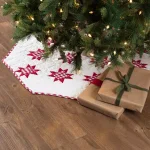 VHC Brands Emmie 48 in. Red Patchwork Christmas Tree Skirt - Hand-Quilted Cotton thumbnail 4