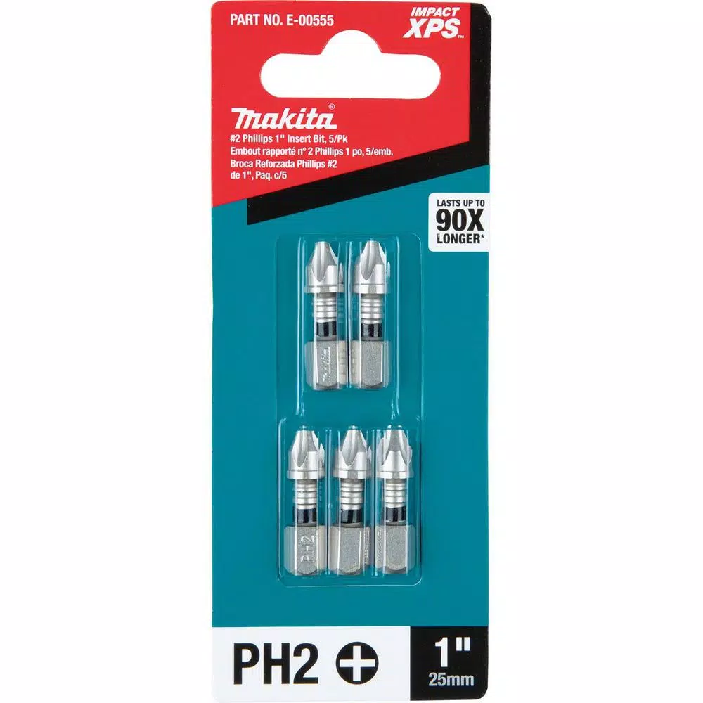 Makita ImpactXPS #2 Phillips 1 in. Insert Bits, 5-Pack