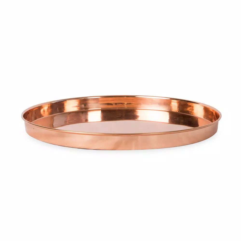 Achla Designs 12.5 in. Round Copper Plated Stainless Steel Decorative Serving Tray