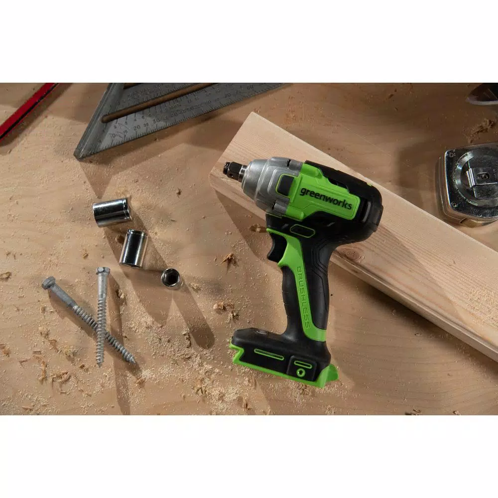 Greenworks 24V Cordless Brushless 1/2 in. Impact Wrench, Tool Only