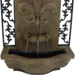 Sunnydaze Decor French Lily Resin Florentine Stone Solar Outdoor Wall Fountain thumbnail 3