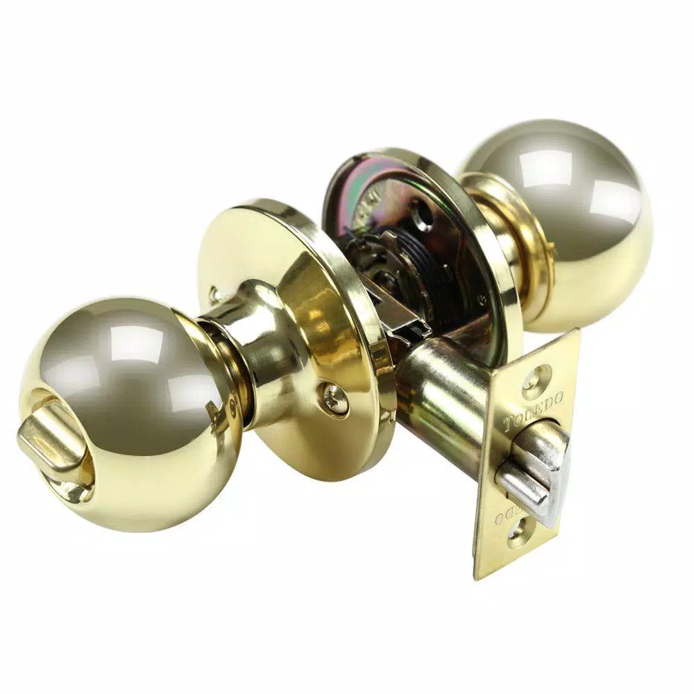 Toledo Fine Locks Polish Brass Keyed Entry Door Knob Set, Classic Style