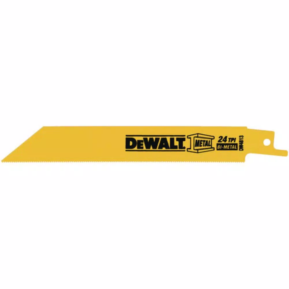 DEWALT 6 in. 24 TPI Bi-Metal Straight Back Reciprocating Saw Blades, 5-Pack