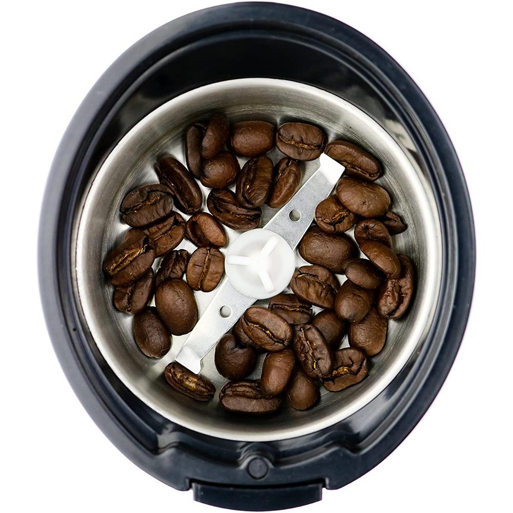 Ovente 150W Electric Coffee Grinder, Stainless Steel Blades, 2.5 oz Capacity, Black
