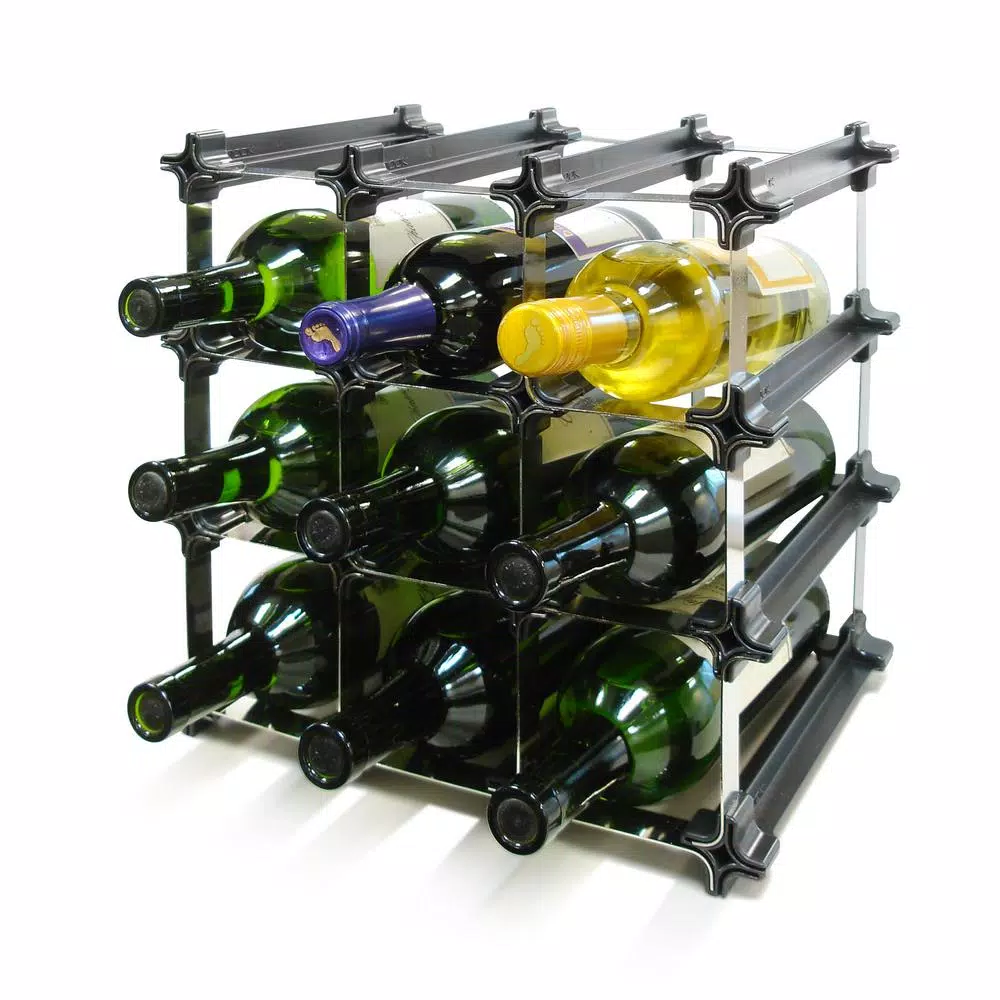 Epicureanist Snap and Stack Modular 12-Bottle Wine Storage Rack - Black