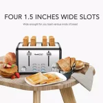 Boyel Living 1650W 4-Slice Wide Slot Toaster with Dual Independent Control Panels, Stainless Steel thumbnail 7