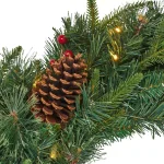 Noble House 24 in. Mixed Pine Artificial Christmas Wreath with Pine Cones, Berries, and Warm White LED Lights thumbnail 2