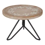 Kate and Laurel Sherald 11 in. White Round Wood Pedestal Tray with Metal Stand thumbnail 1