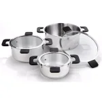 Ozeri 6-Piece Stainless Steel Induction Cookware Set with Patent-Pending Hands-Free Straining Glass Lids thumbnail 3