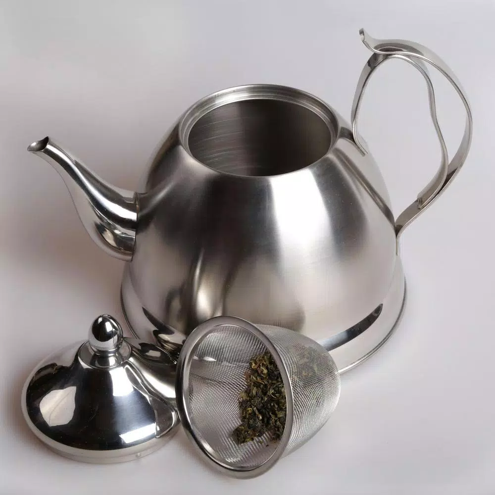 Creative Home Nobili-Tea 8-Cup Brushed Stainless Steel Tea Kettle with Removable Infuser Basket
