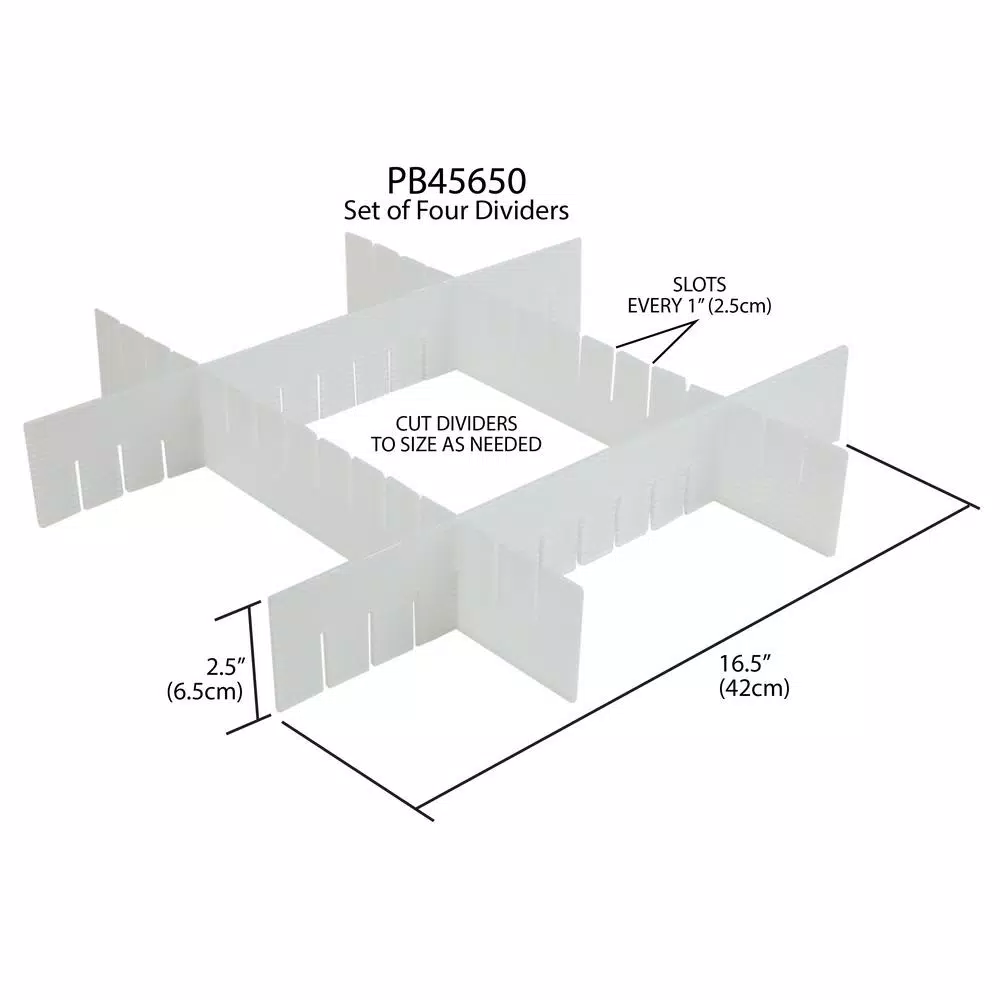 Unbranded White Plastic Drawer Organizer Divider, Customizable Compartments for Office and Home