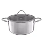 Classic Cuisine 6 Qt. Stainless Steel Stock Pot with Tempered Glass Lid thumbnail 1