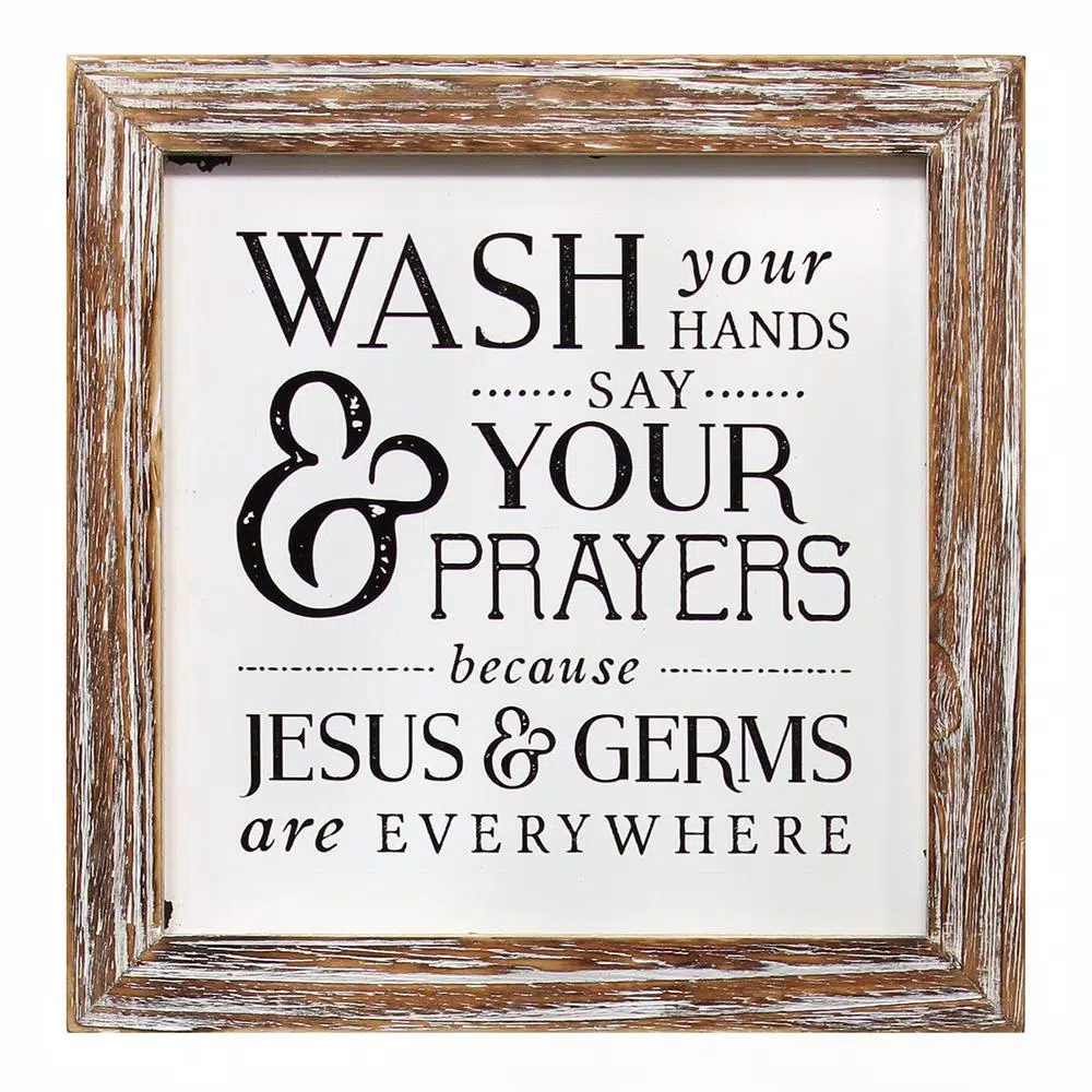 Stratton Home Decor Wash Your Hands Say Your Prayers Metal & Wood Wall Art