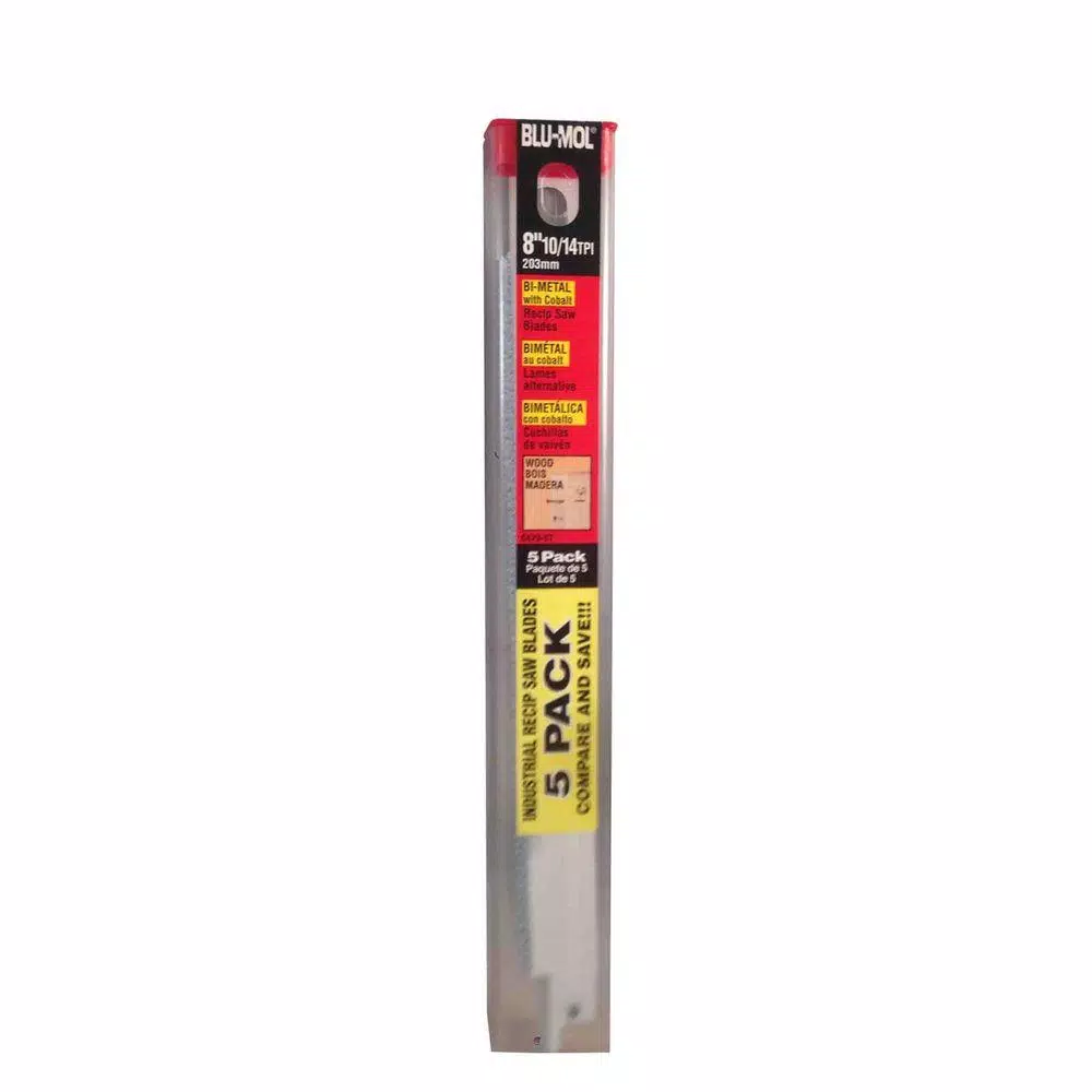 BLU-MOL 8 in. Bi-Metal All-Purpose Reciprocating Saw Blade, 10/14 TPI, 3/4 in. Width (5-Pack)