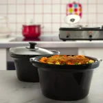 MegaChef 7.5 Qt. Stainless Steel Slow Cooker & Buffet Server with 3 Ceramic Crocks thumbnail 4