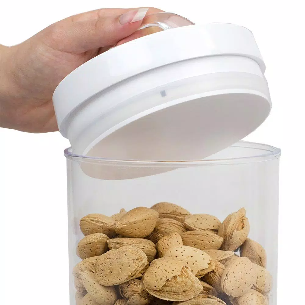 Home Basics 0.9 L Twist 'N Lock Air-Tight White Round Plastic Canister