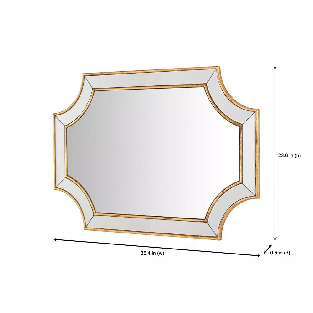 Home Decorators Collection Ornate Gold Beveled Glass Classic Accent Mirror, 35.43 in. x 23.62 in.