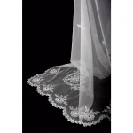 Manor Luxe Xia Home Fashions 80 x 80 in. Merrigold Lace Embroidered Tablecloth with Beaded Accents, White thumbnail 2