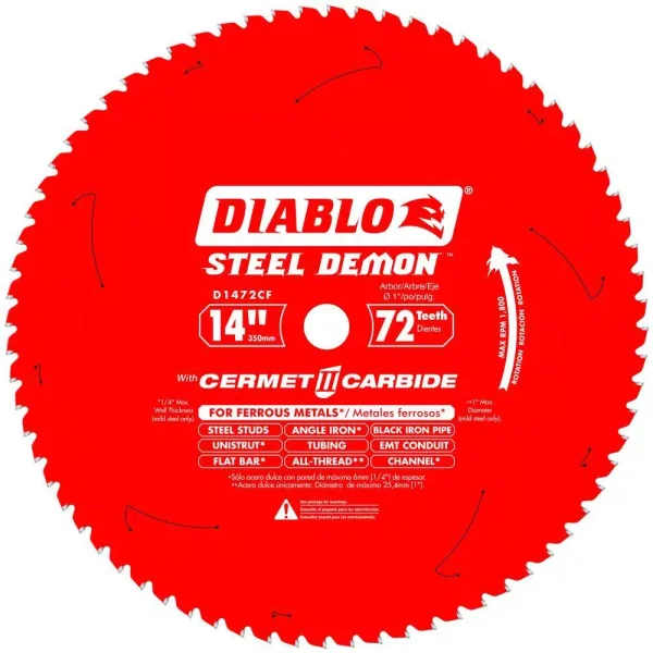 Diablo Steel Demon Cermet II 14 in. 72 TPI Carbide Circular Saw Blade for Ferrous Metals