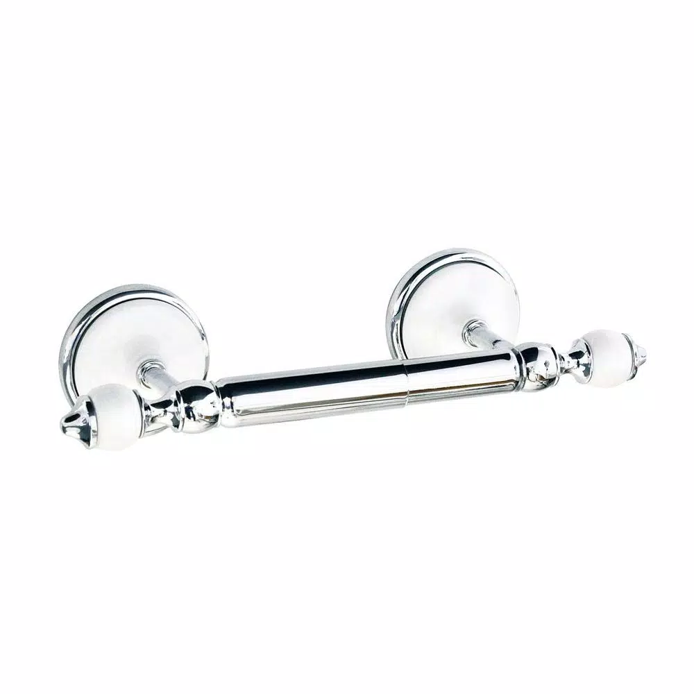 MODONA 4-Piece Bathroom Accessories Set, White Porcelain and Polished Chrome
