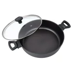 MasterPan Modern Series 5 qt. Cast Aluminum Nonstick Saute Pan with Glass Lid, Black thumbnail 3