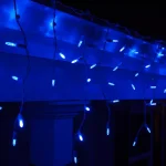 Wintergreen Lighting 7 ft. 70-Light M5 LED Blue Icicle Lights, Shatter-Resistant Acrylic, White Wire thumbnail 2