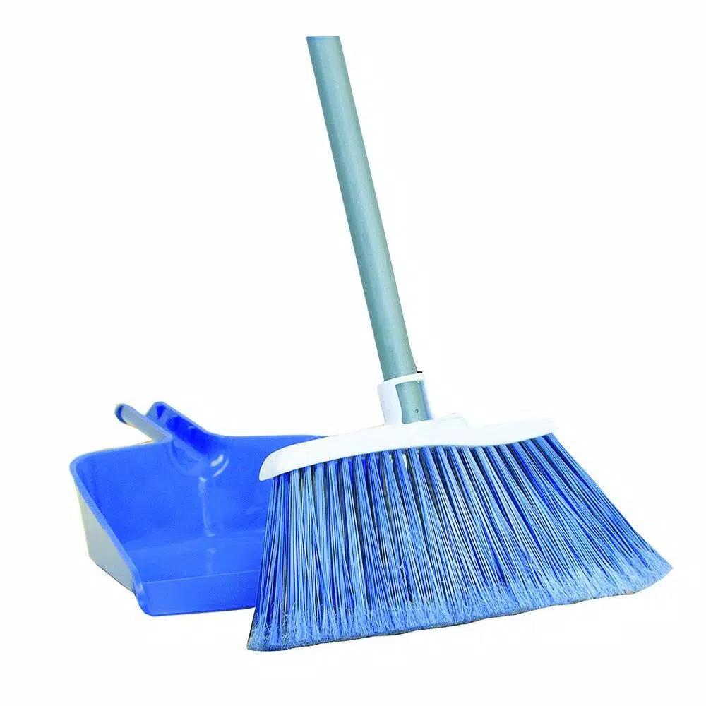 Quickie All-Purpose Angle Broom and Dustpan Set with 48 in. Steel Handle