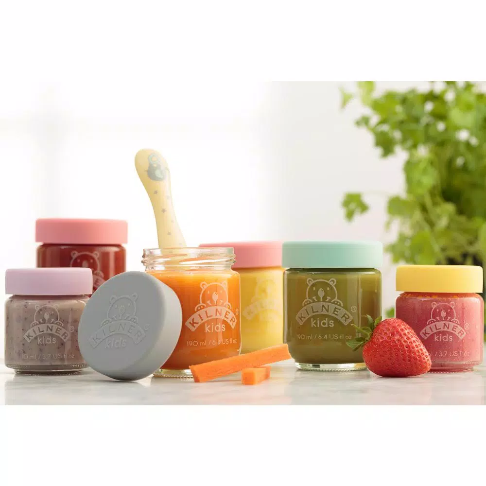 Kilner Kids 6-Piece Glass Baby Food Storage Jar Set with Silicone Lids