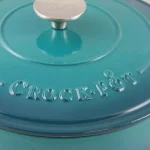 Crock-Pot Artisan 3.5 Qt. Cast Iron Enamel Saute Pan with Lid, Teal Ombre thumbnail 3