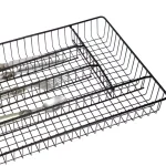 Creative Home Black Powder Coated Iron 5-Compartment Cutlery Tray & Utensil Organizer, Large thumbnail 3