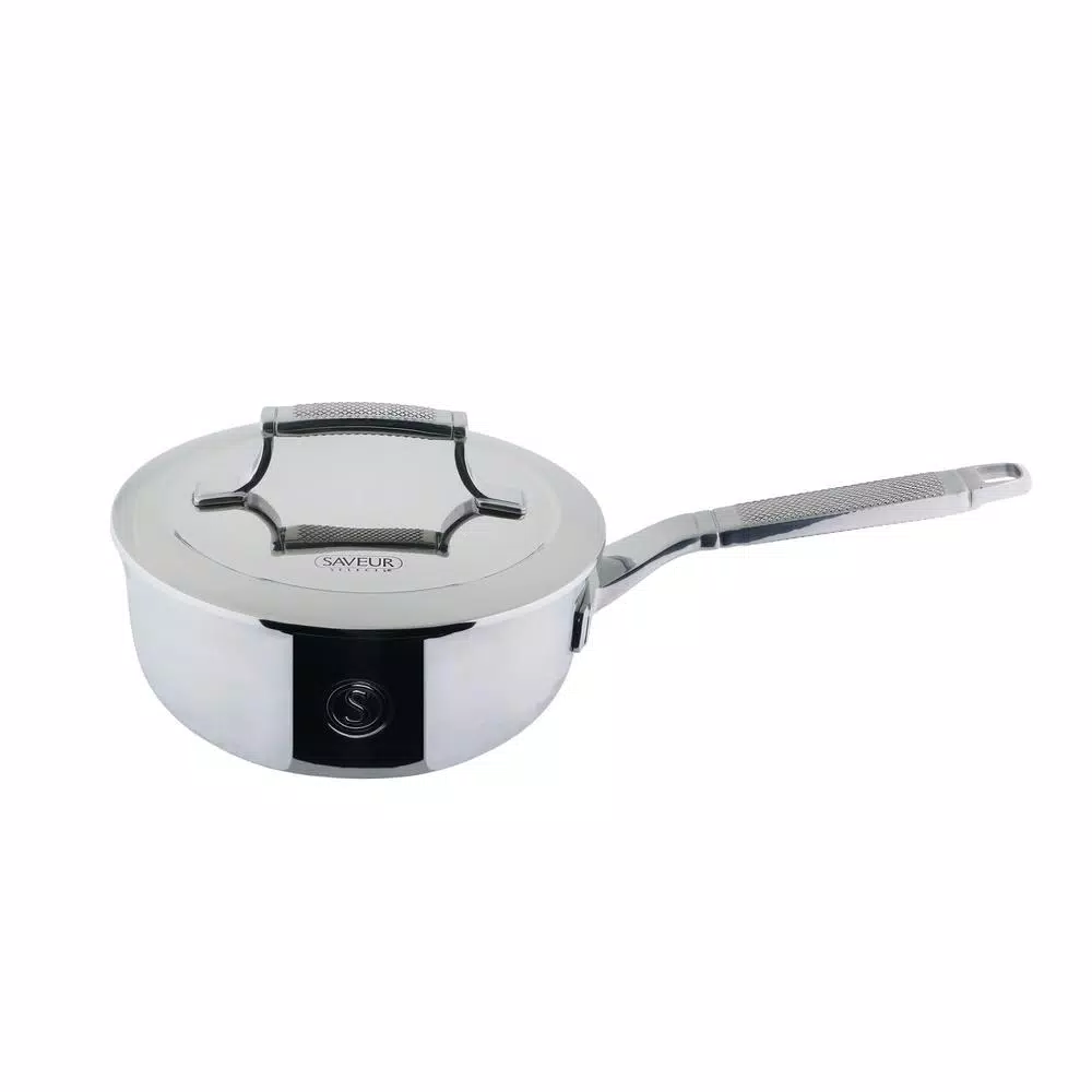 Saveur Selects 2 qt. Tri-Ply Stainless Steel Chef's Pan with Lid