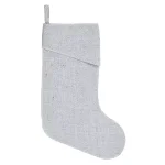 VHC Brands Tinsley 15 in. Viscose/Wool Blend Farmhouse Christmas Stocking - Nickel Grey thumbnail 1