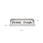 Elegant Designs Farm Fresh Gray Wash Decorative Wood Serving Tray with Black Metal Handles thumbnail 2