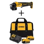 DEWALT 20V MAX XR 4-1/2 in. Brushless Cordless Angle Grinder Kit with (2) 5.0 Ah Batteries & Charger thumbnail 1