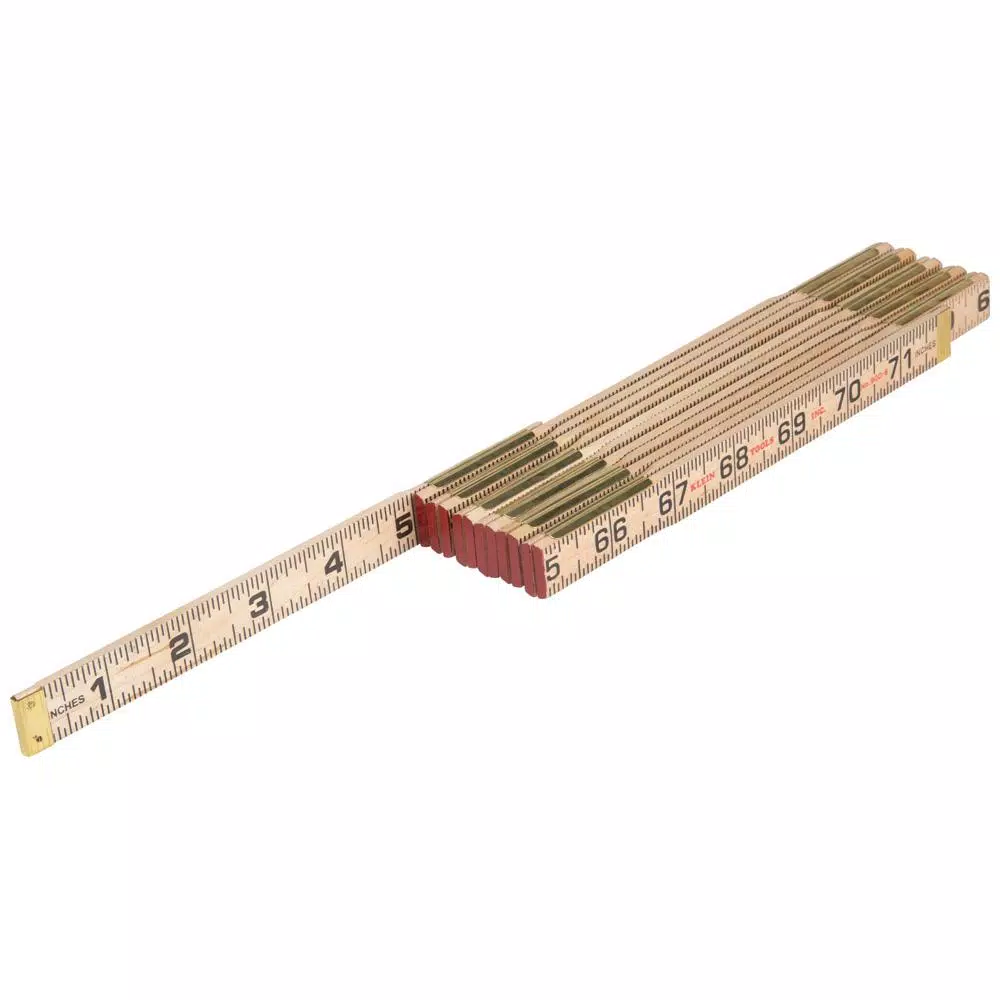 Klein Tools 6 ft. Hardwood Folding Rule - Inside Reading