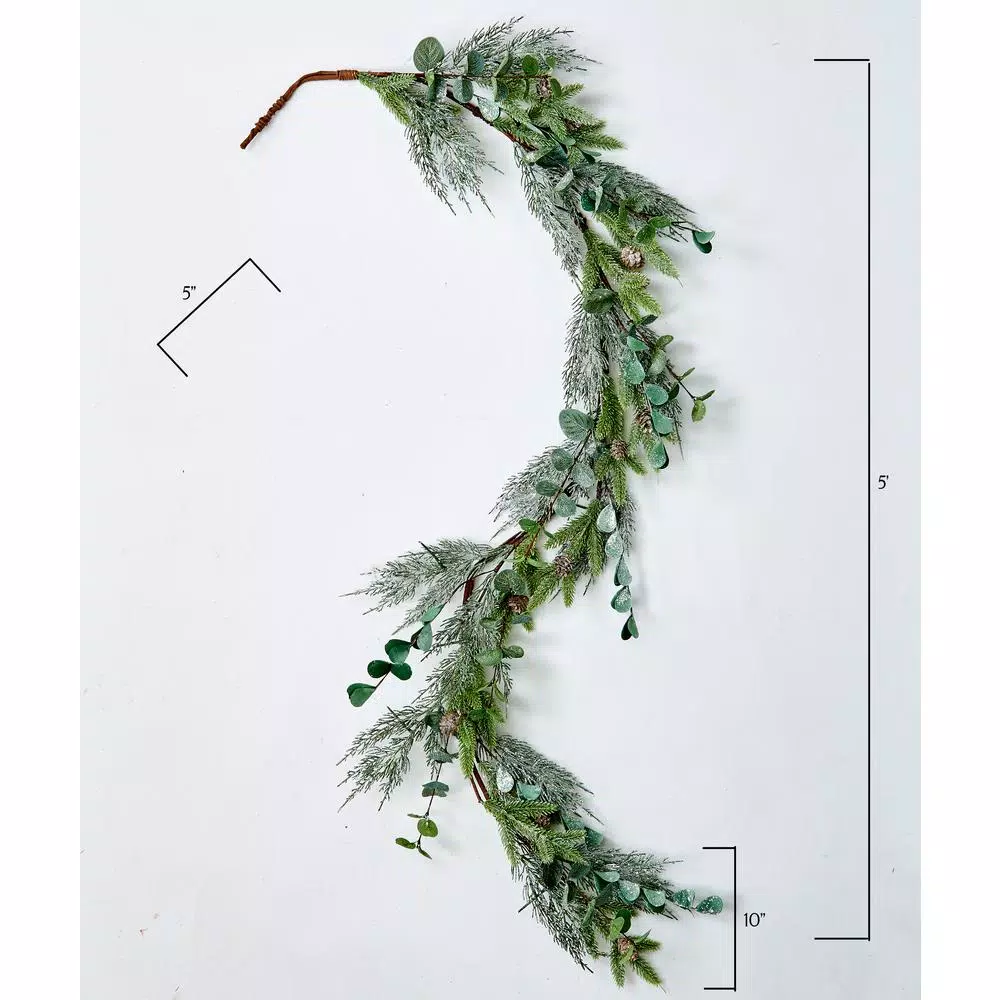 Worth Imports 5 ft. Mixed Pine and Eucalyptus Garland with Mini Pinecones