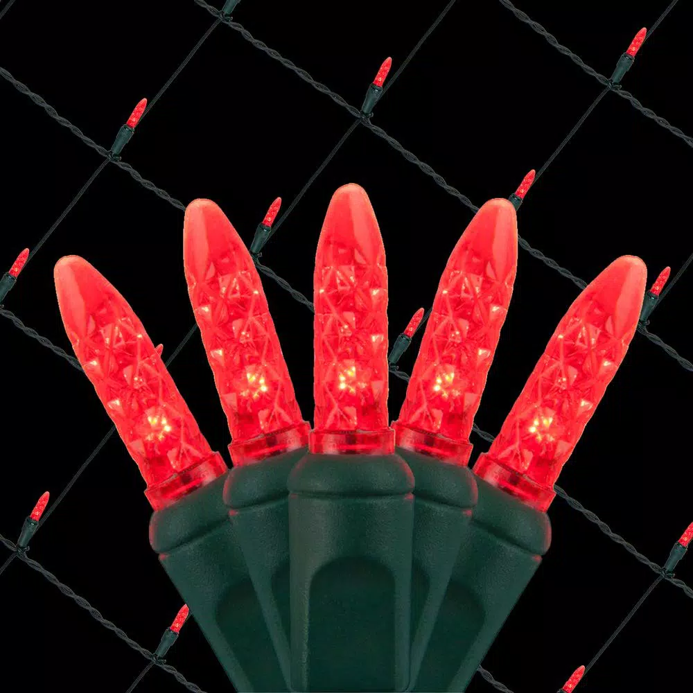 Wintergreen Lighting 48 in. x 72 in. 100-Light M5 Red LED Net Light Set