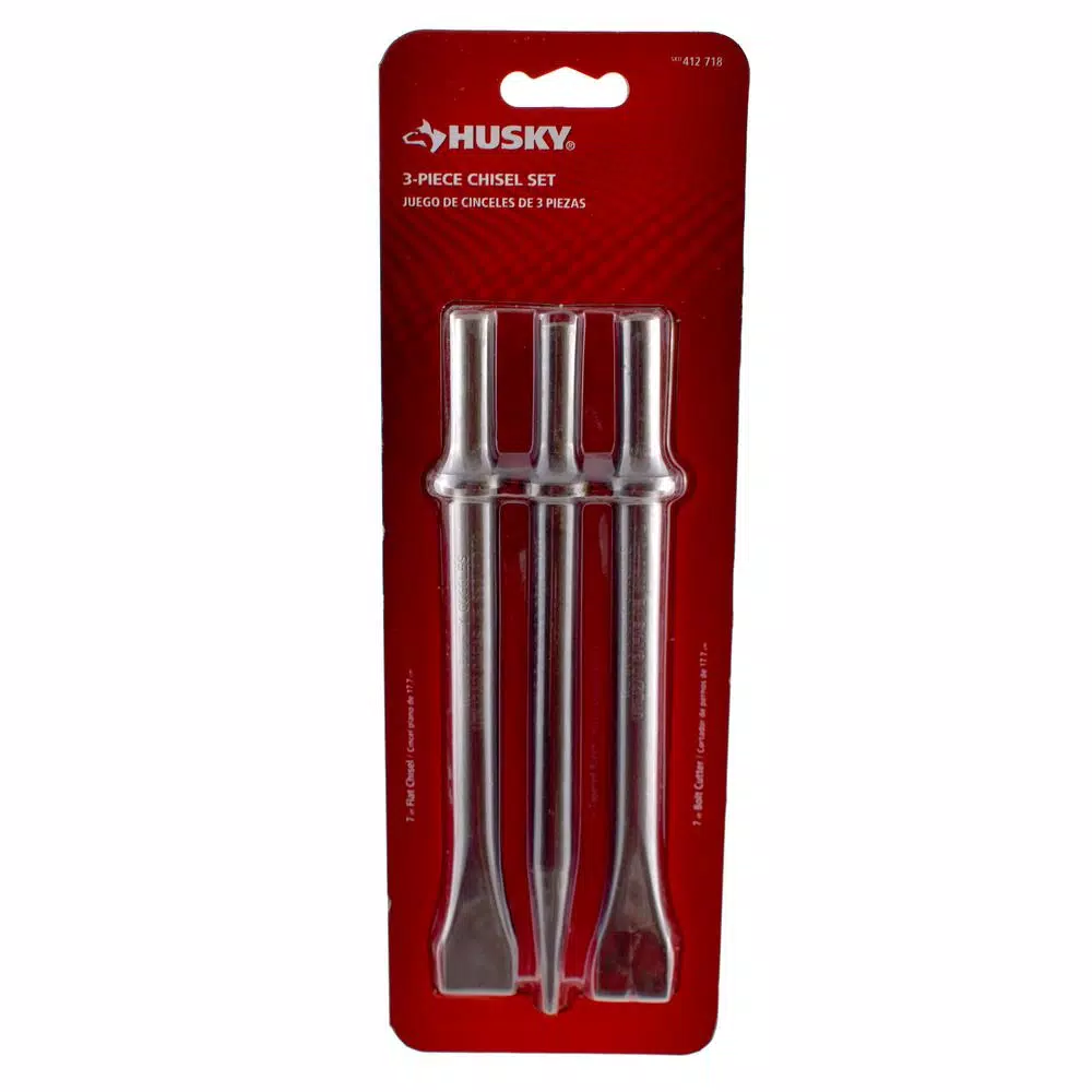 Husky 3-Piece Pro Chisel Set, Heat-Treated Alloy Steel