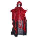 Worth Imports 35 in. Halloween Hanging Reaper Set of 2 - Skeleton Decor with Red Netting thumbnail 1