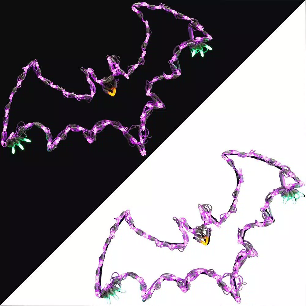 Haunted Hill Farm Flying Bats LED Halloween Window Lights, Set of 2