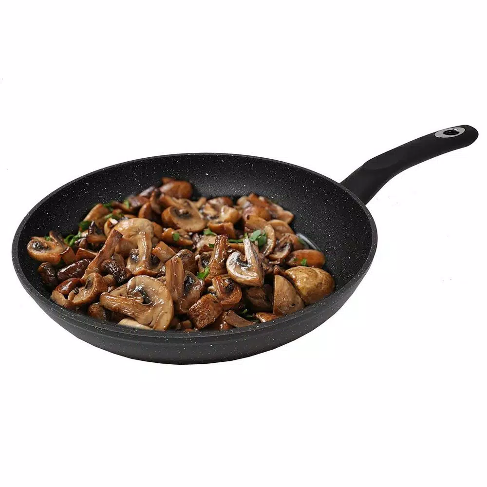 LavoHome Royal Marble 3-Piece Nonstick Forged Aluminum Frying Pan Set, Black