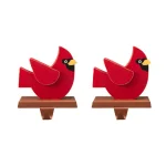 Glitzhome Red Cardinal Wooden and Metal Stocking Holder (2-Pack) thumbnail 1