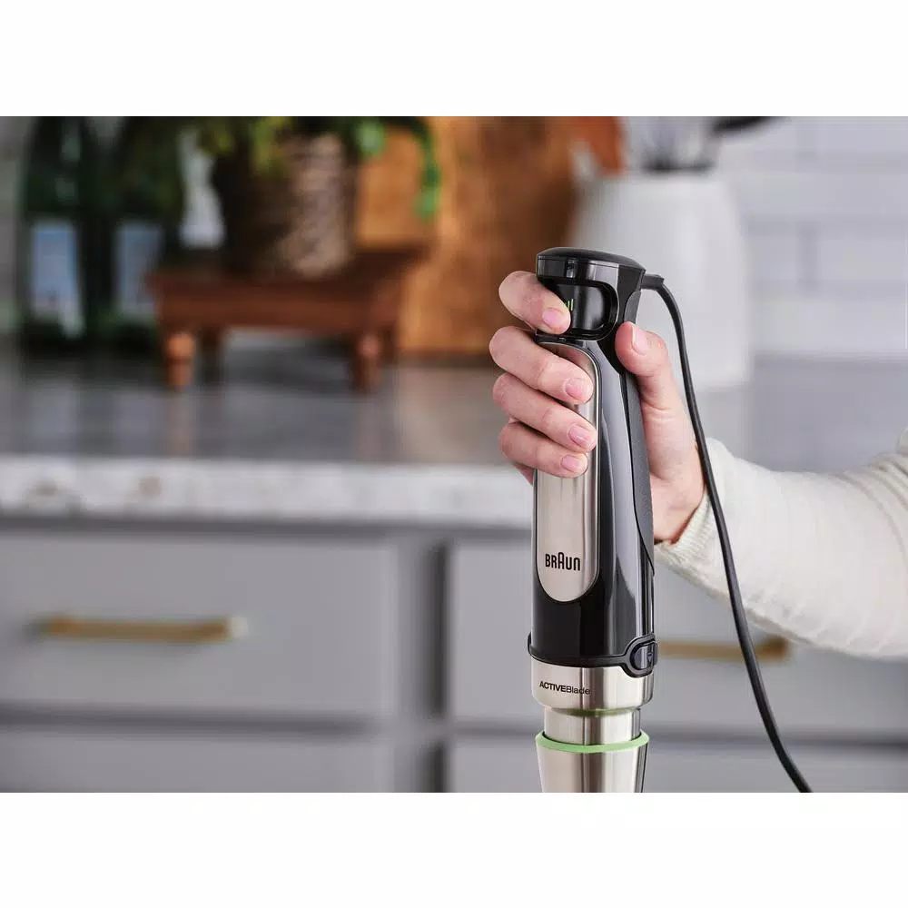 Braun MultiQuick MQ7025X SmartSpeed Immersion Hand Blender with 1.5-Cup Food Processor, Whisk, and Beaker