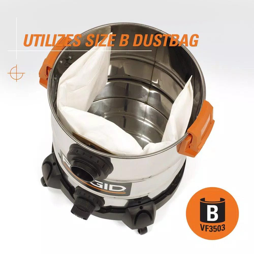 RIDGID 10 Gal. 6.0 Peak HP Stainless Steel Wet/Dry Shop Vacuum with Locking Accessories