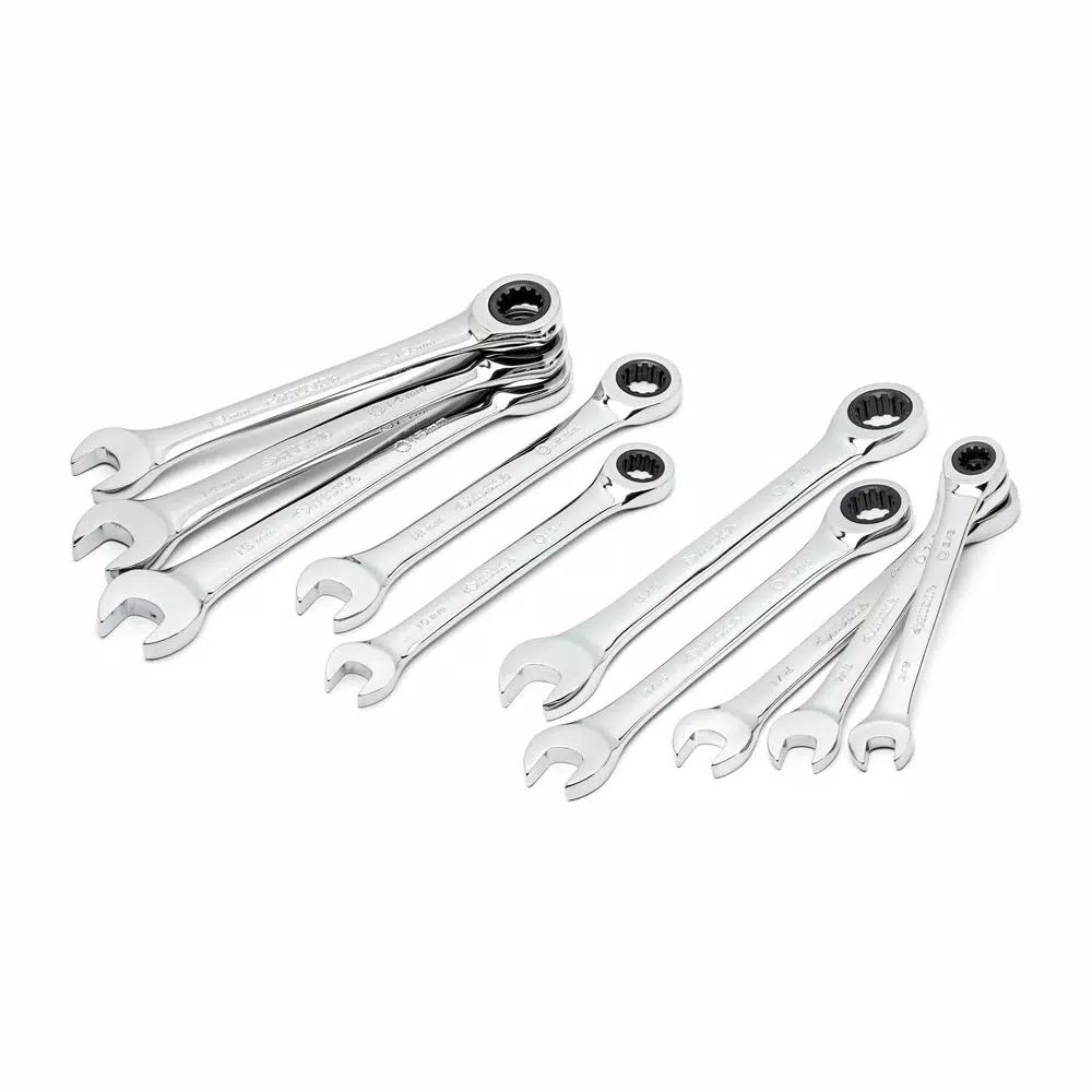 Husky 10-Piece Ratcheting Combination Wrench Set, SAE and Metric