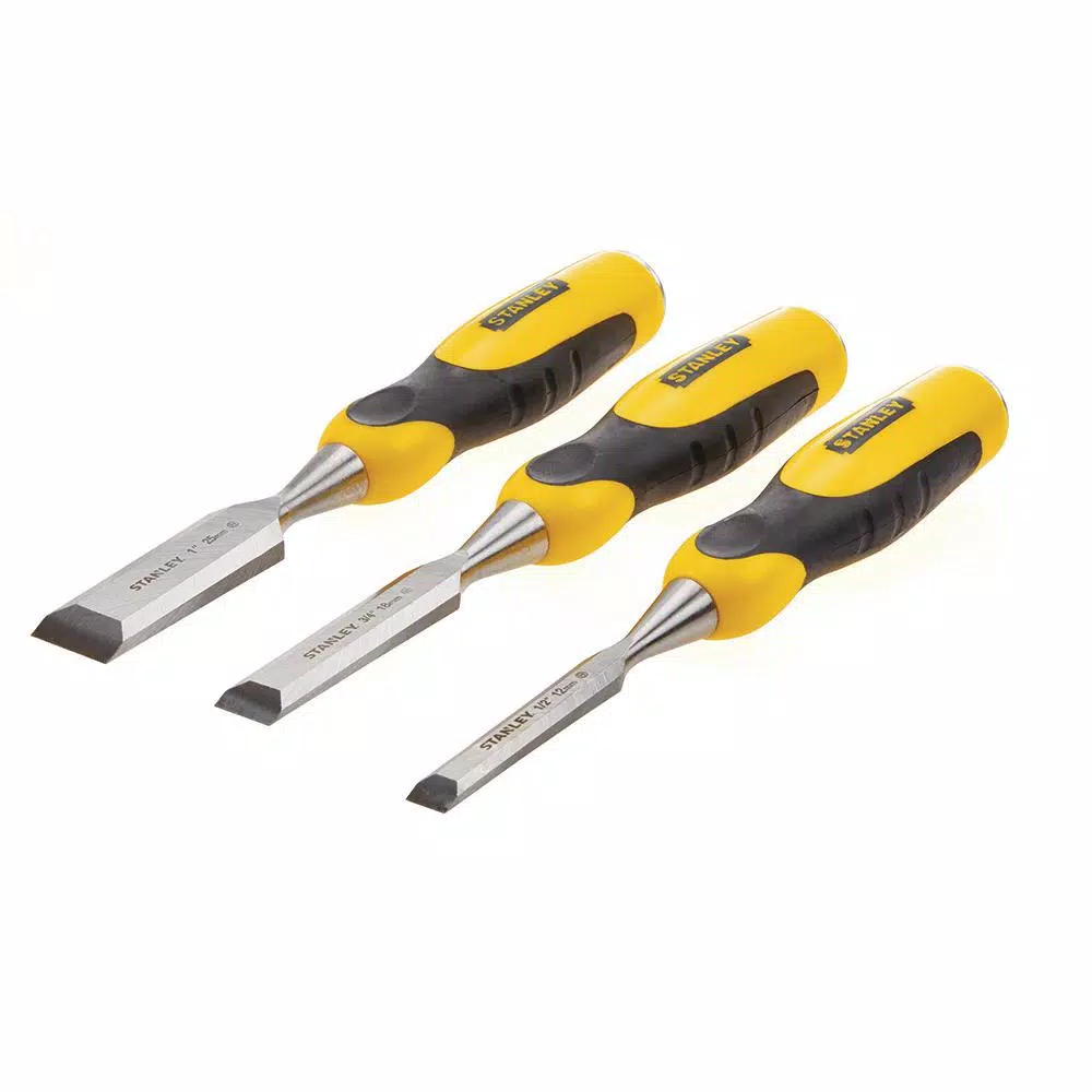 Stanley 3-Piece Wood Chisel Set, Hardened Chrome Carbon Steel Blades