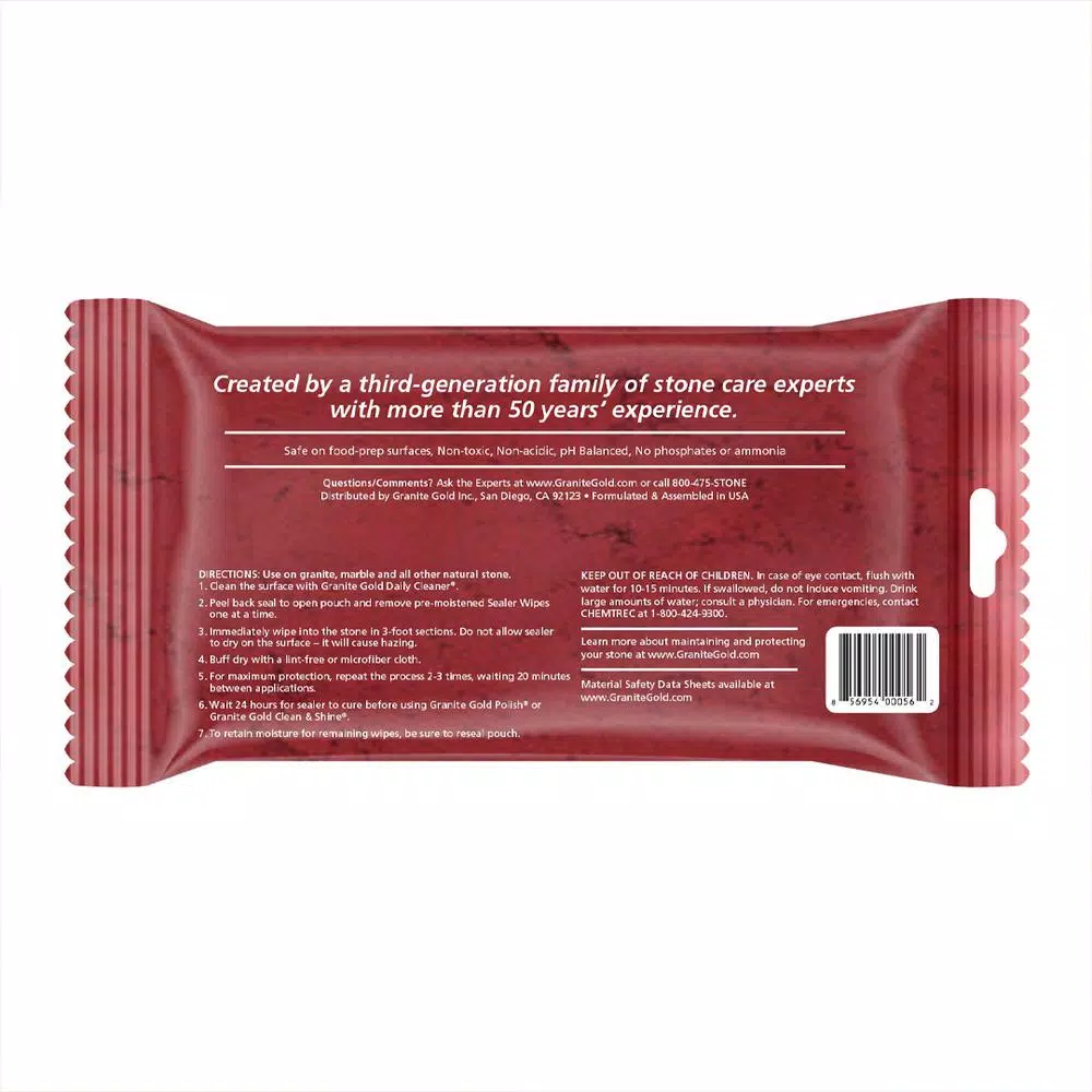 Granite Gold Sealer Wipes for Natural Stone Surfaces